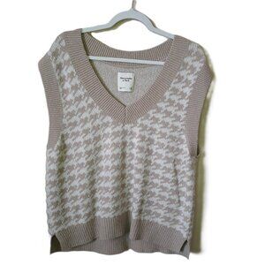 Abercrombie & Fitch Houndstooth Sweater Vest XL Academia Preppy Office Neutral